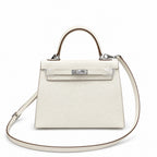Kelly Sellier 25cm & 28cm Craie Epsom Leather Palladium Hardware Women Luxury Handbag