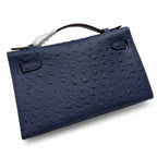 Mini Kelly Sellier 22cm Bleu Nuit Ostrich Leather Gold Hardware Women Mini Handbag