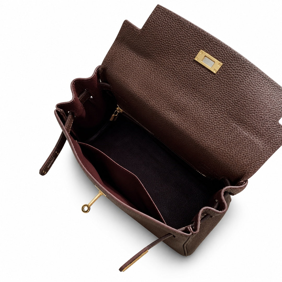 Kelly Sellier 20cm & 25cm & 28cm Havane Togo Leather Gold Hardware Women Handbag