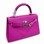 Mini Kelly II Sellier 19cm & 22cm Rose Pourpre Epsom Leather Palladium Hardware Women Mini Handbag