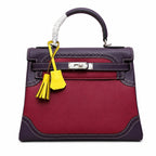 Kelly Sellier Ghillies 28cm Bordeaux & Marron Foncé Barenia Leather Palladium Hardware Women Handbag