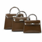 Kelly Sellier 19cm & 22cm & 25cm Ebene Box Calf Leather Gold Hardware & Palladium Hardware Women Handbag
