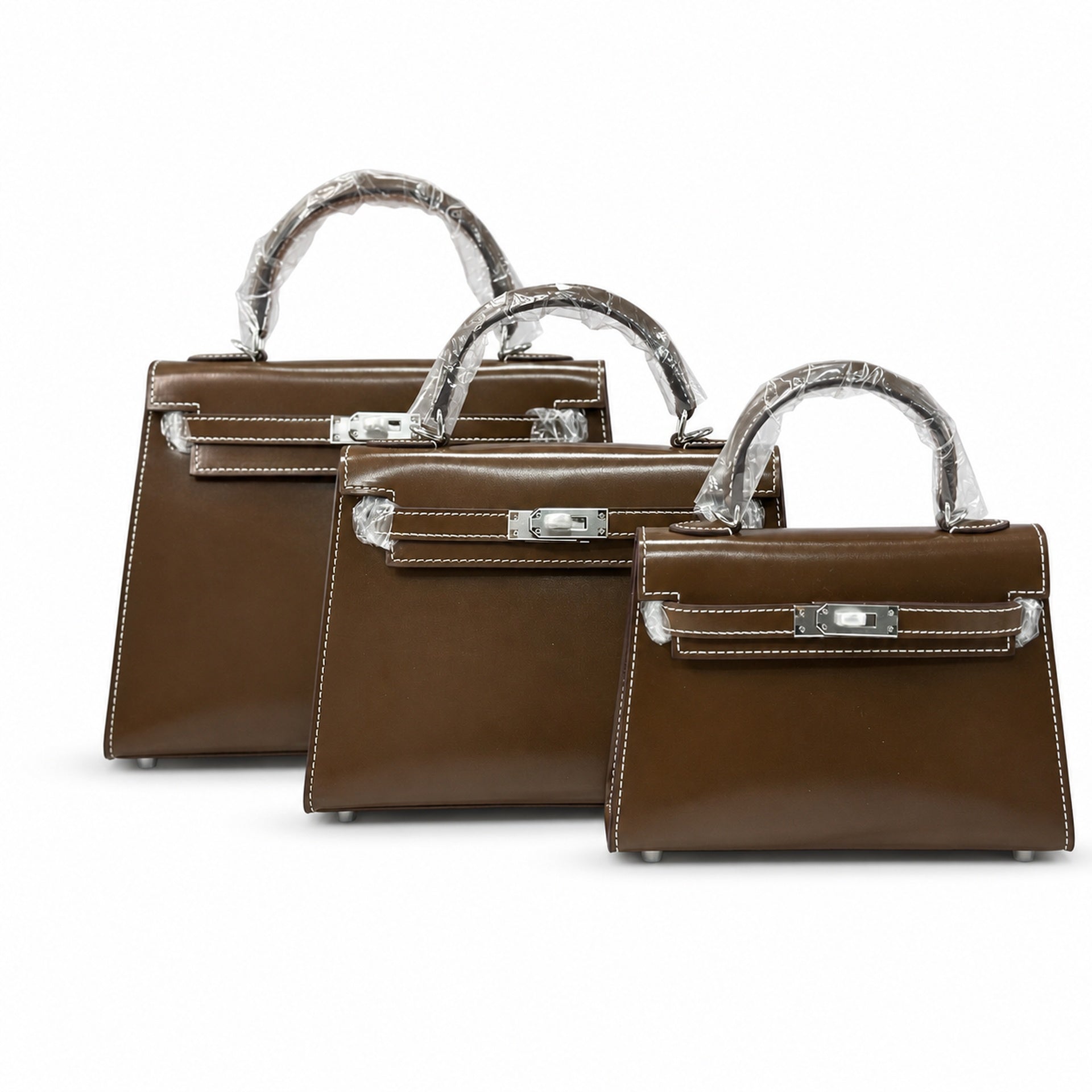 Kelly Sellier 19cm & 22cm & 25cm Ebene Box Calf Leather Gold Hardware & Palladium Hardware Women Handbag
