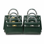 Kelly Sellier 19cm & 22cm & 25cm Vert Fonce Box Calf Leather Gold Hardware & Palladium Hardware Women Handbag