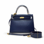 Kelly Sellier 19cm & 22cm & 25cm Bleu Nuit Box Calf Leather Gold Hardware & Palladium Hardware Women Handbag