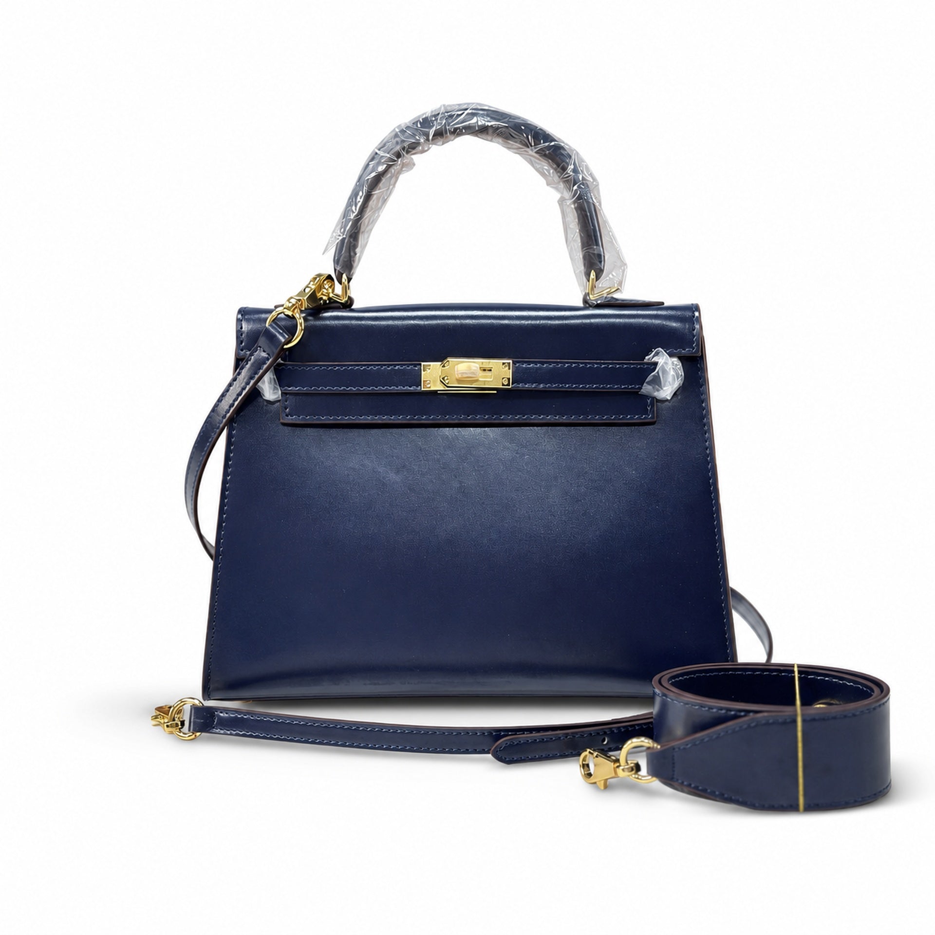 Kelly Sellier 19cm & 22cm & 25cm Bleu Nuit Box Calf Leather Gold Hardware & Palladium Hardware Women Handbag