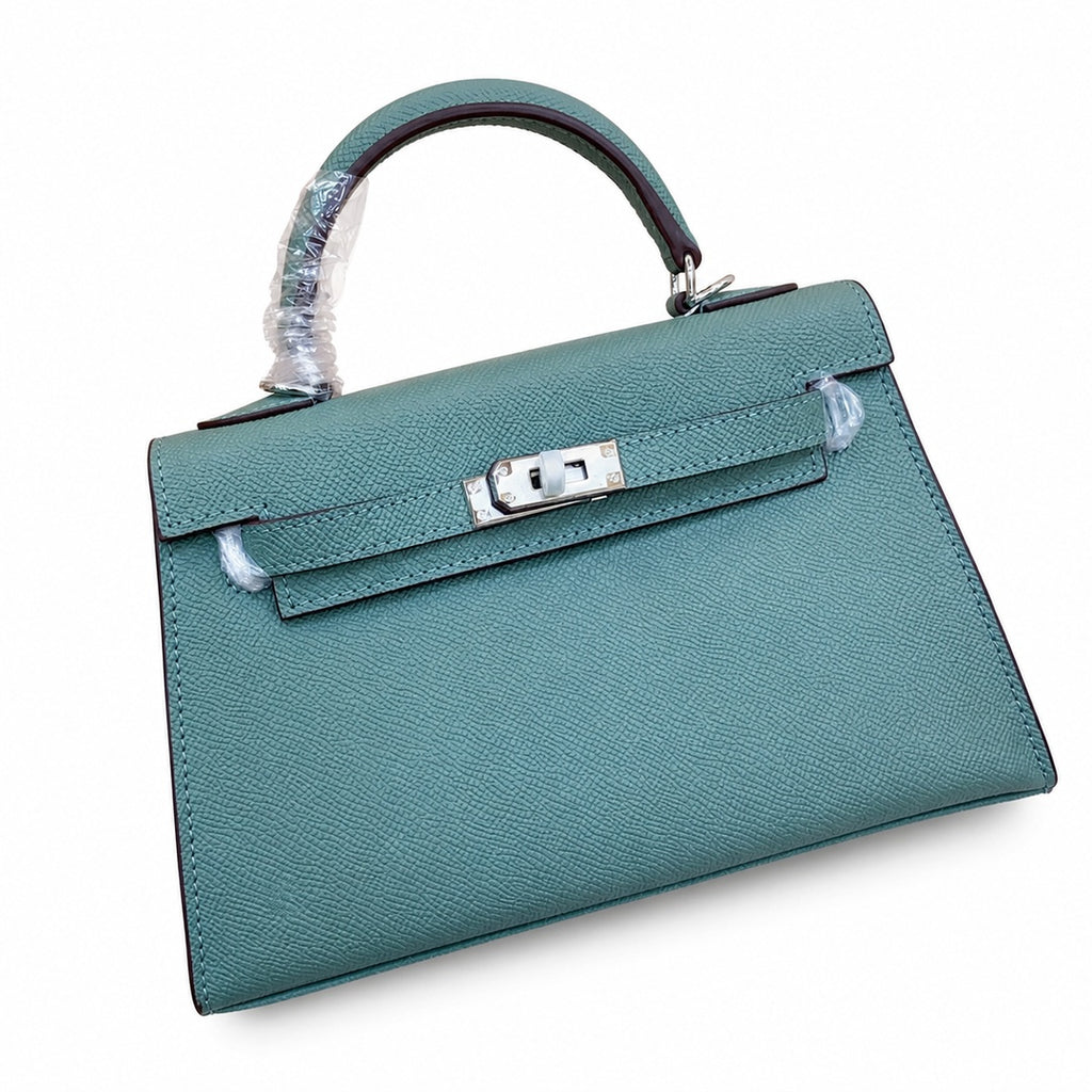Mini Kelly II Sellier 19cm & 22cm Vert Cypress Epsom Leather Palladium Hardware Women Mini Handbag