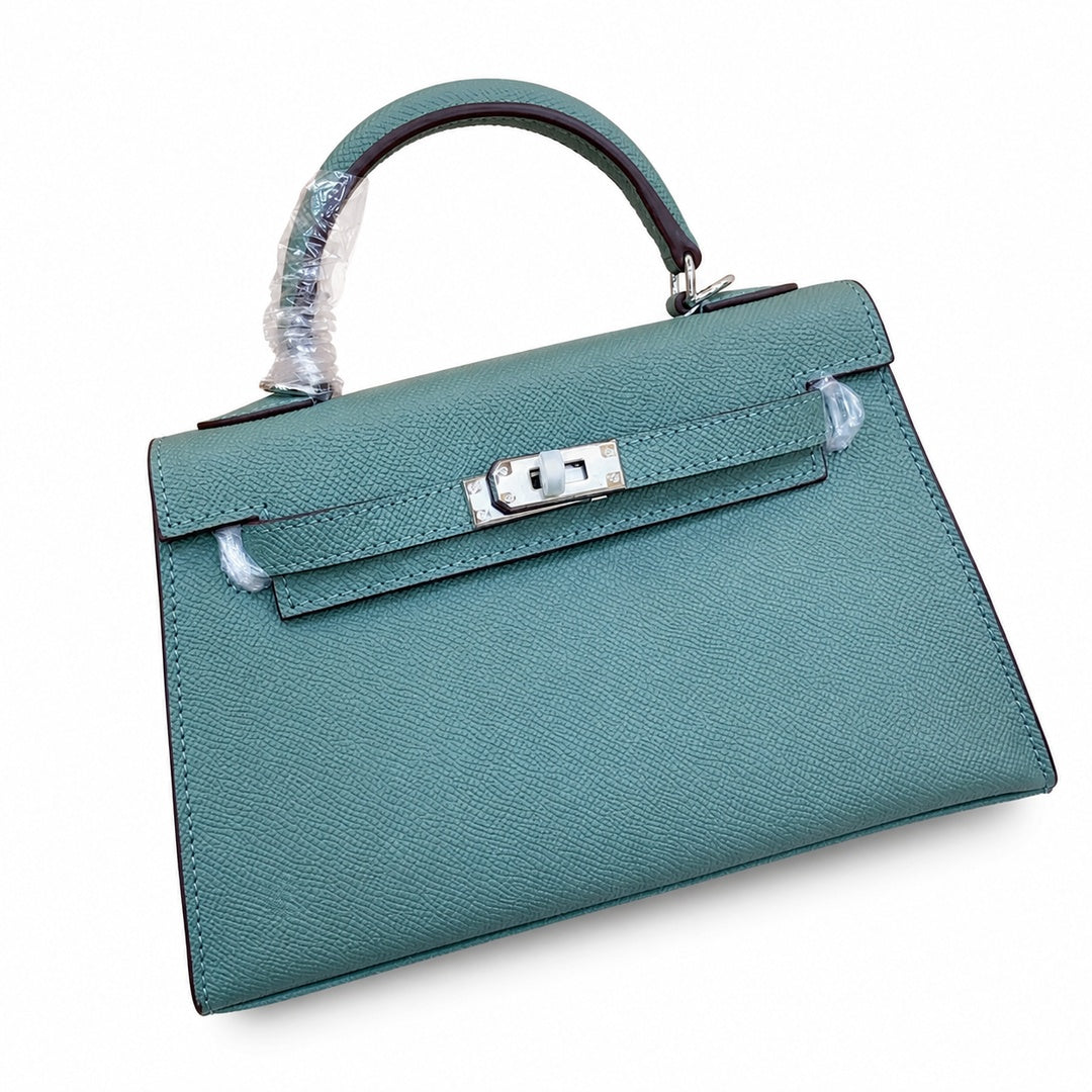 Mini Kelly II Sellier 19cm & 22cm Vert Cypress Epsom Leather Palladium Hardware Women Mini Handbag