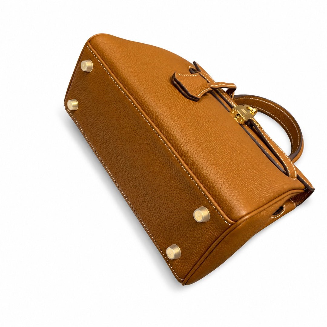 Kelly Sellier 20cm & 25cm & 28cm Gold Togo Leather Gold Hardware Women Handbag