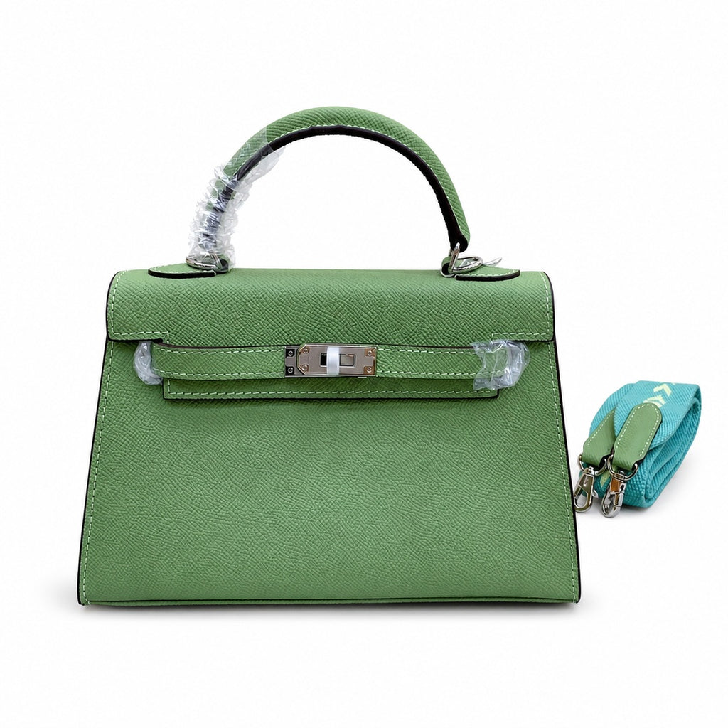 Mini Kelly II Sellier 19cm & 22cm Vert Pistache Epsom Leather Palladium Hardware Women Mini Handbag