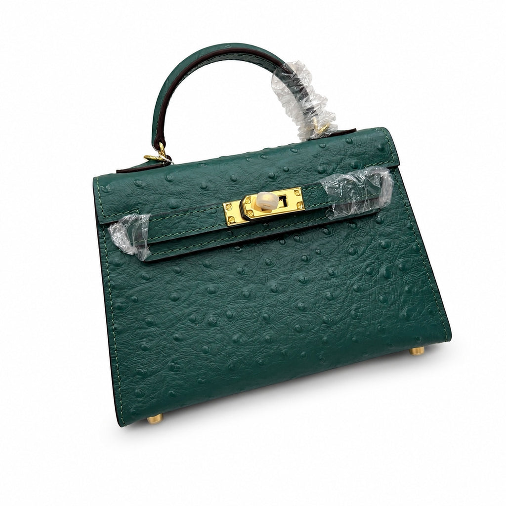 Mini Kelly II Sellier 19cm Vert Cypress Epsom Leather Gold Hardware Mini Women Handbag