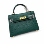 Mini Kelly II Sellier 19cm Vert Cypress Epsom Leather Gold Hardware Mini Women Handbag