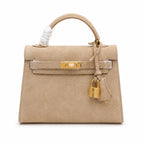 Mini Kelly Sellier 22cm Trench Suede Leather Gold Hardware Women Mini Handbag