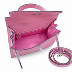 Kelly Sellier 25cm & 28cm Rose Confetti Epsom Leather Palladium Hardware Crossbody Handbag