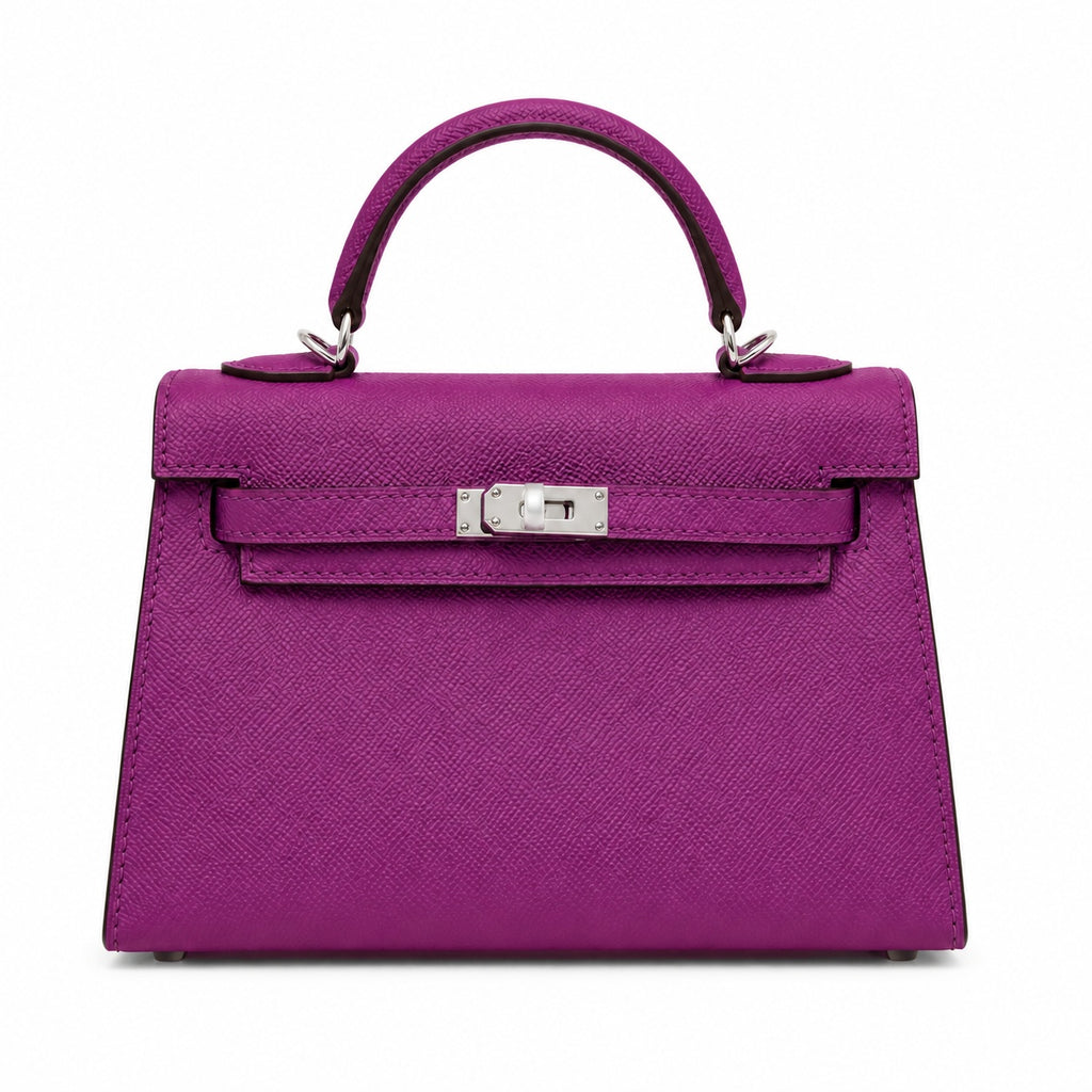 Mini Kelly II Sellier 19cm & 22cm Violet Epsom Leather Palladium Hardware Women Mini Handbag