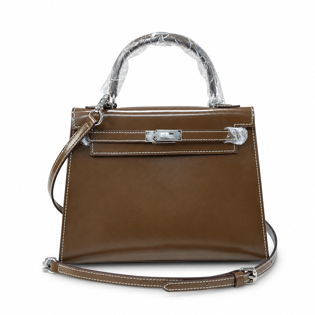Kelly Sellier 19cm & 22cm & 25cm Ebene Box Calf Leather Gold Hardware & Palladium Hardware Women Handbag