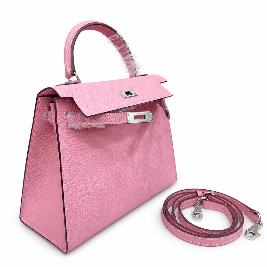 Kelly Sellier 25cm & 28cm Rose Confetti Epsom Leather Palladium Hardware Crossbody Handbag