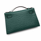 Mini Kelly II Sellier 19cm & 22cm Vert Fonce Ostrich Leather Gold Hardware Women Mini Handbag