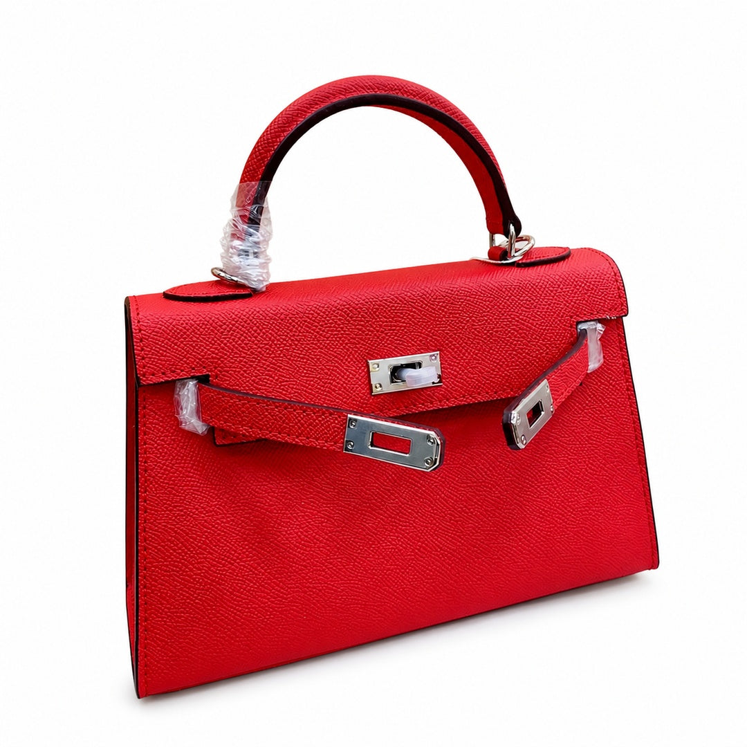 Mini Kelly II Sellier 19cm & 22cm Rouge Casaque Epsom Leather Palladium Hardware Women Mini Handbag