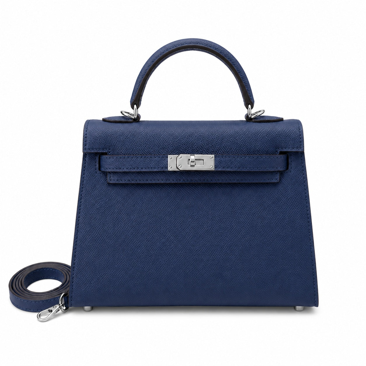 Mini Kelly II Sellier 19cm & 22cm Bleu Nuit Epsom Leather Palladium Hardware Women Mini Handbag