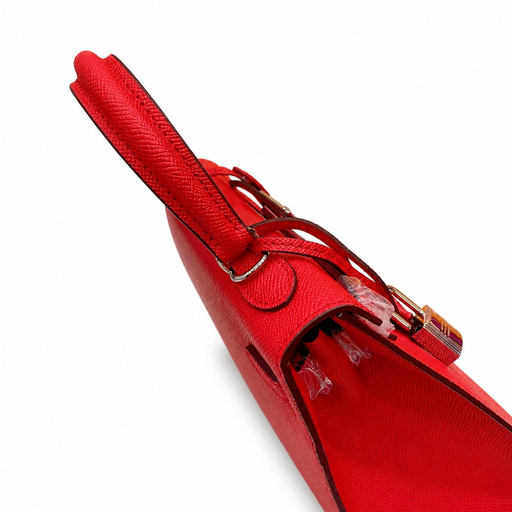 Kelly Sellier 25cm & 28cm Rouge Casaque Epsom Leather Palladium Hardware Crossbody Handbag
