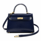 Kelly Sellier 19cm & 22cm & 25cm Bleu Nuit Box Calf Leather Gold Hardware & Palladium Hardware Women Handbag