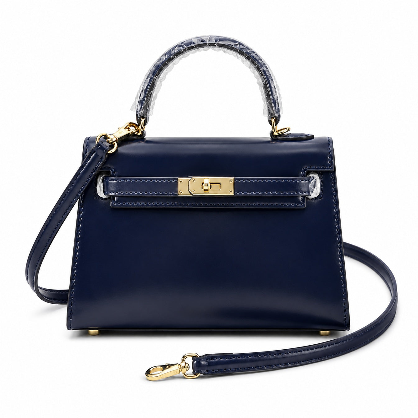 Kelly Sellier 19cm & 22cm & 25cm Bleu Nuit Box Calf Leather Gold Hardware & Palladium Hardware Women Handbag