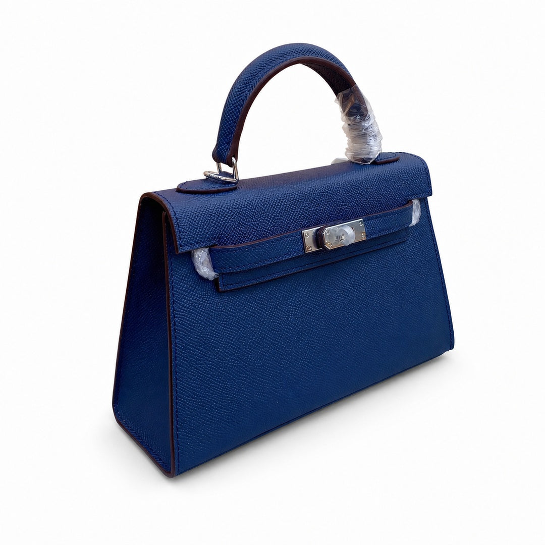 Mini Kelly II Sellier 19cm & 22cm Bleu Nuit Epsom Leather Palladium Hardware Women Mini Handbag