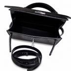 Kelly Sellier 22cm Noir Shiny Crocodile Leather Gold Hardware & Palladium Hardware Women Handbag