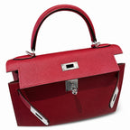 kelly28cm, K1/Rouge Grenat, Epsom, sliver, all handmade‼ ️Kelly 28cm, pomegranate red, palm print, silver buckle, high-end handmade exclusive customization‼ ️Purely hand-made nails, hand-engraved hard
