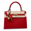 Style: Kelly Color: 5x/Rouge piment Size: 25*17*7cm Leather: Box From France Hardware: gold Kelly 25, chili red-white thread, bright cowhide imported from France, gold buckle, high-end handmade exclus