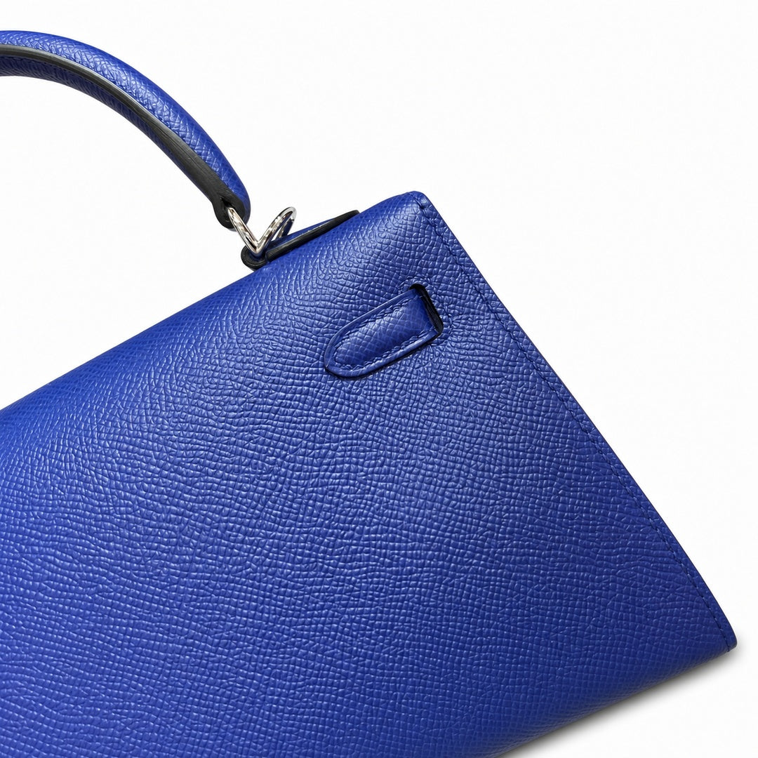 Kelly 25cm Epsom leather 7T BlueElectric electric blue top handcraft! Counter quality!