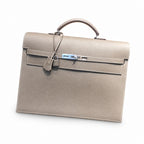 Kelly briefcase 38cm Epsom leather 18 Etoupe elephant gray top handcraft! Counter quality!