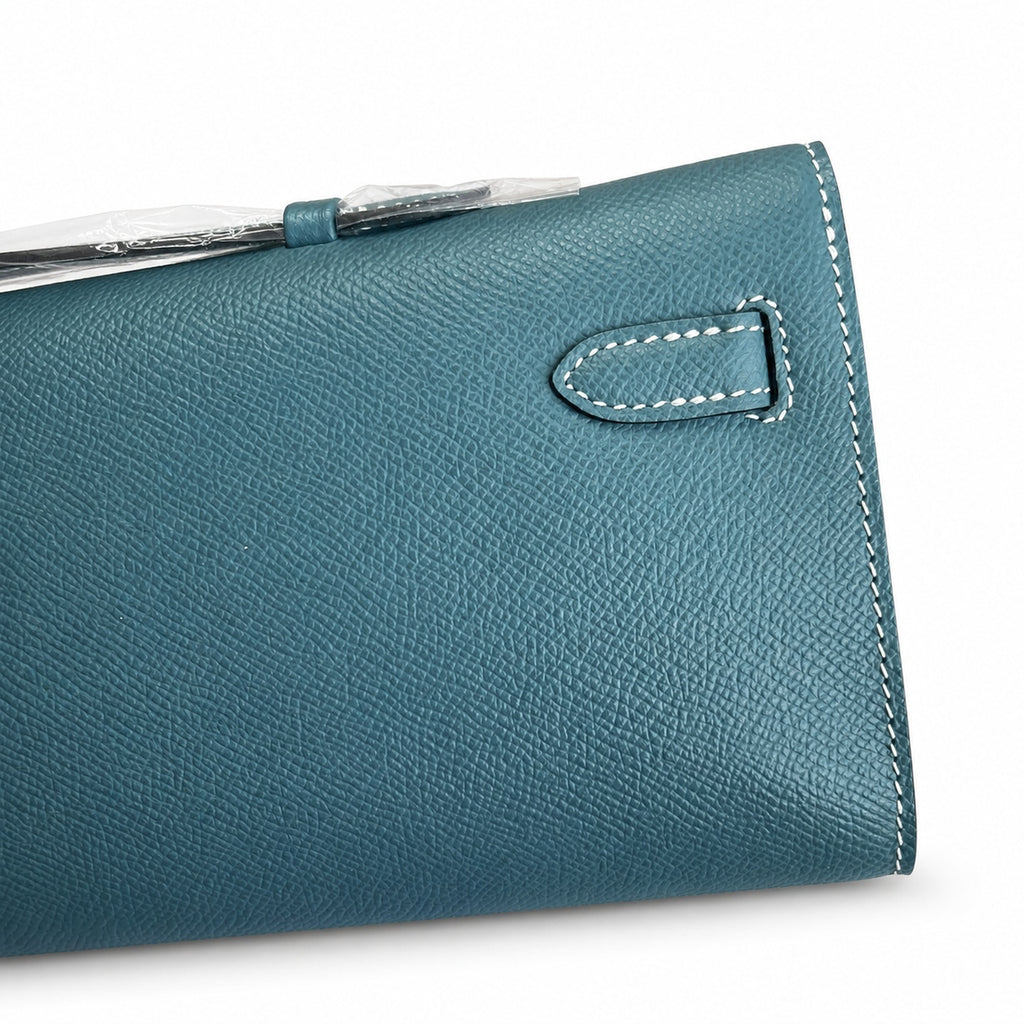 Kelly Cut 31 Clutch Epsom Leather Picture Denim Blue