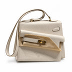 KELLY II SELLIER double-sided Kelly 20cm 10 milkshake white epsom leather gold buckle