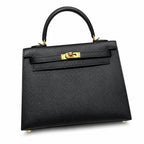 kelly25cm, ck89/Black, Epsom, gold, all handmade‼ ️Kelly 25cm, black, palm print, gold buckle, high-end handmade exclusive customization‼ ️Purely hand-made nails, hand-engraved hardware, fine steel Di