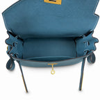 🆕 In stock Kelly Messenger messenger bag for men and women, denim orchid buckle, imported leather, all-steel hand-waxed thread, the highest cost-effectiveness on the Internet. The classic combination
