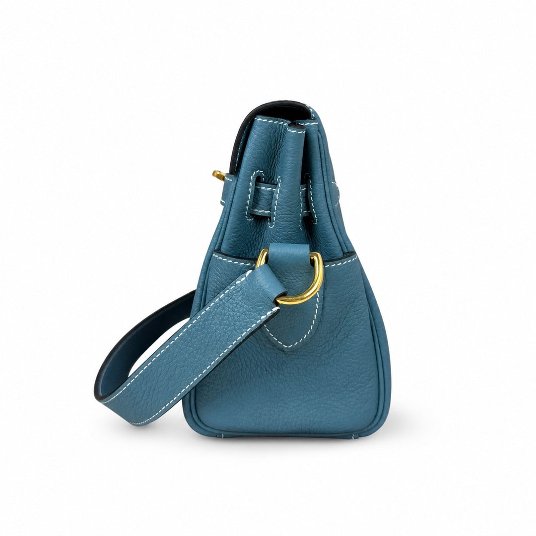 🆕 In stock Kelly Messenger messenger bag for men and women, denim orchid buckle, imported leather, all-steel hand-waxed thread, the highest cost-effectiveness on the Internet. The classic combination