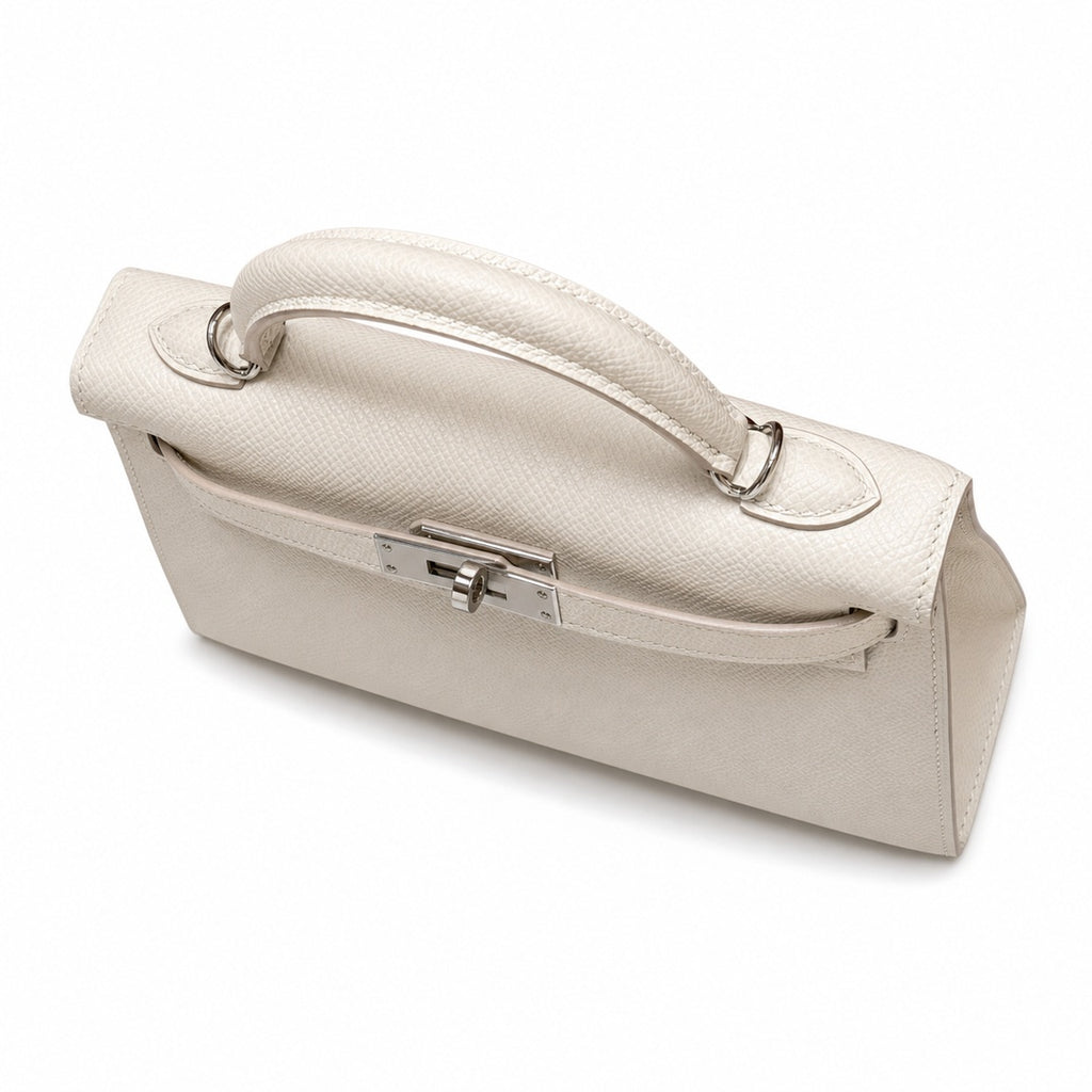 Style: mini kelly Color: ck10/craie Size: 19*12*5.5cm Leather: epsom From France Hardware: silver Mini Kelly second generation, milkshake white, French imported cowhide, silver buckle, high-end handma