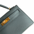 Fully hand-sewn👉Second generation Mini Kelly 19cm imported Epsom leather almond green gold buckle