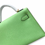 In stock: second generation Kelly 19cm imported Epsom leather avocado green 🥑 gold and silver buckle wax thread