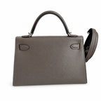 Fully hand-sewn👉Second generation Mini Kelly 19cm imported Epsom leather pewter gray silver buckle