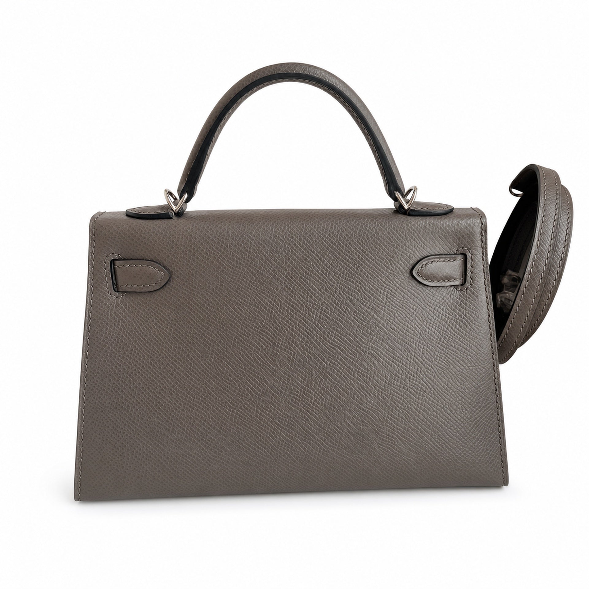 Fully hand-sewn👉Second generation Mini Kelly 19cm imported Epsom leather pewter gray silver buckle
