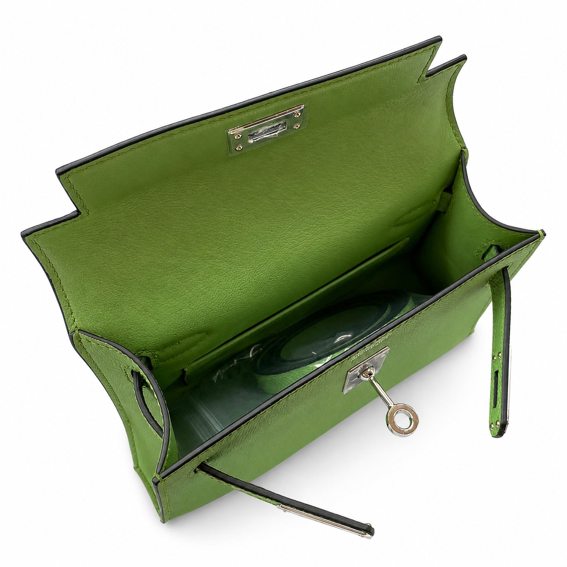 In stock: second generation Kelly 19cm imported Epsom leather avocado green 🥑 gold and silver buckle wax thread