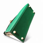 Kelly 28cm Epsom leather U4 Vert Vertigo velvet green with 10 Craie milkshake white top handcraft! Counter quality!