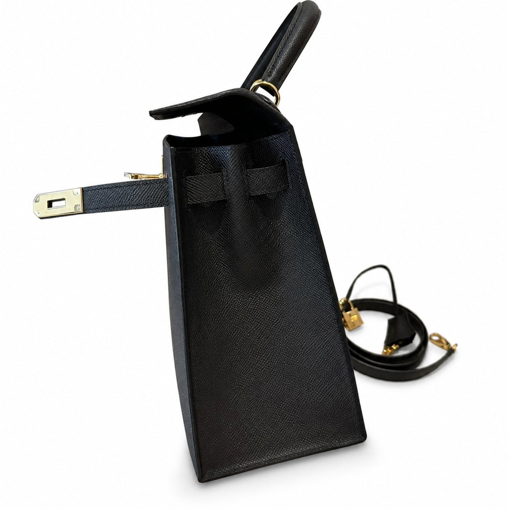 kelly32cm, ck89/Black, Epsom, gold, all handmade‼ ️Kelly 32cm, black, palm print, gold buckle, high-end handmade exclusive customization‼ ️Purely hand-made nails, hand-engraved hardware, fine steel Di