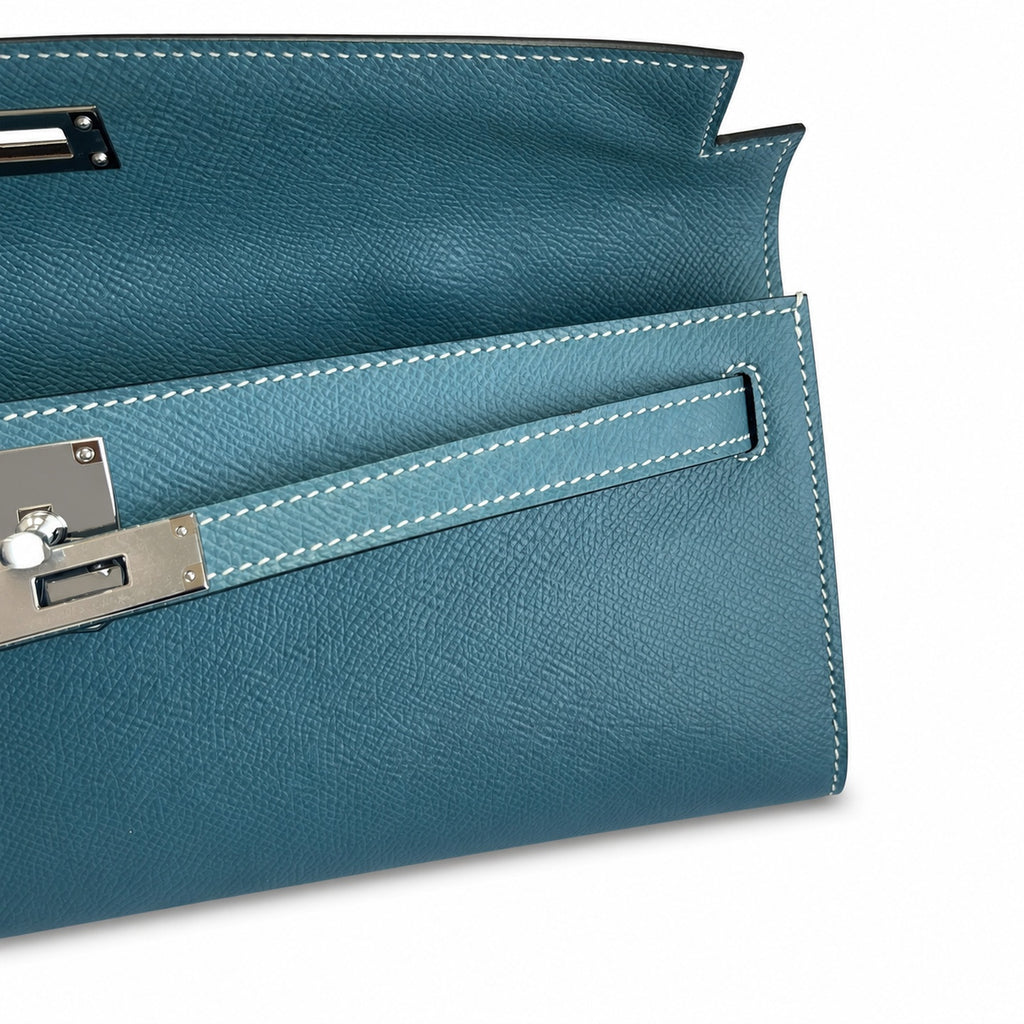 Kelly Cut 31 Clutch Epsom Leather Picture Denim Blue