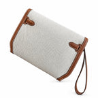 Kelly Depeches 25 clutch, canvas and swift leather (with additional shoulder strap), can be carried cross-body, can be carried by hand or on the wrist, daily needs, seamless switching between business