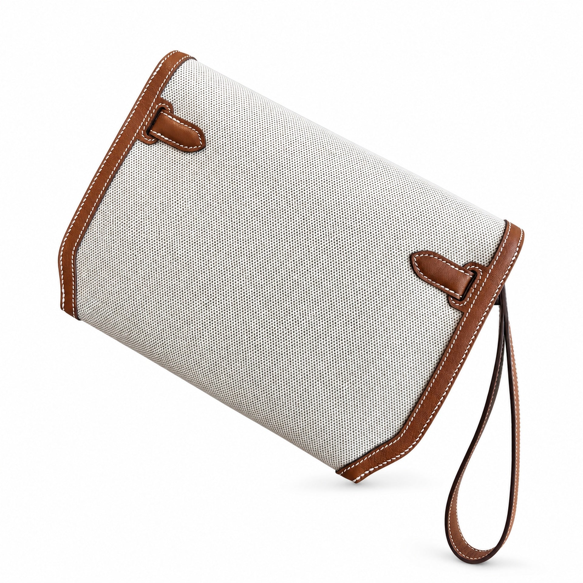 Kelly Depeches 25 clutch, canvas and swift leather (with additional shoulder strap), can be carried cross-body, can be carried by hand or on the wrist, daily needs, seamless switching between business