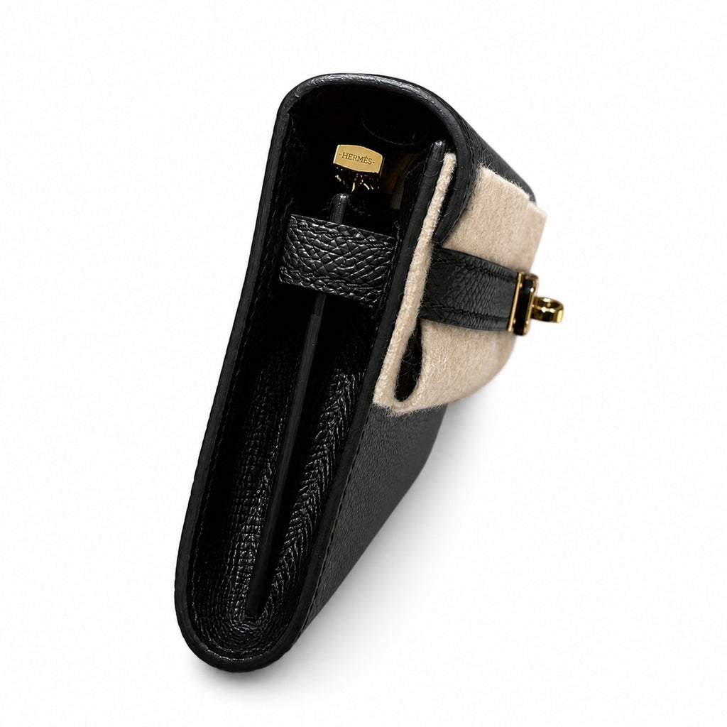 Style: Kelly to go Color: ck89/noir Size: 19*11.5*1.5cm Leather: epsom From France Hardware: gold shoulder crossbody bag, clutch bag, black, cowhide, gold buckle, high-end handmade exclusive customiza